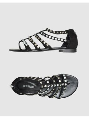 Le Silla Suede Black Studded Strappy Sandals